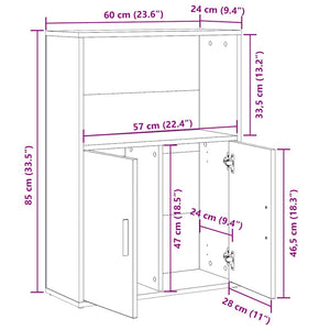 Bücherregal Schwarz Eichenoptik 60x85 cm