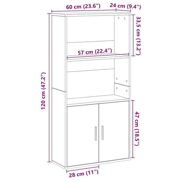 Bücherregal Sonoma Eiche 60x24x120 cm