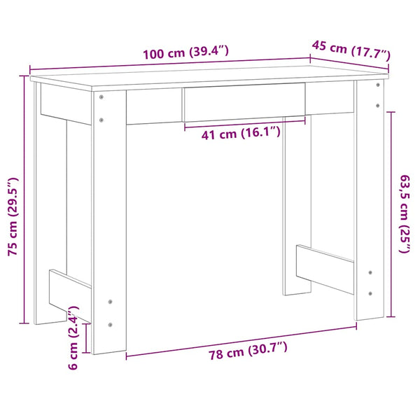 Schreibtisch Betongrau 100x45 cm