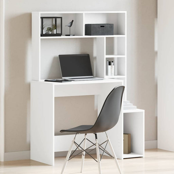 Schreibtisch mit Regal Weiß 100x45x140 cm