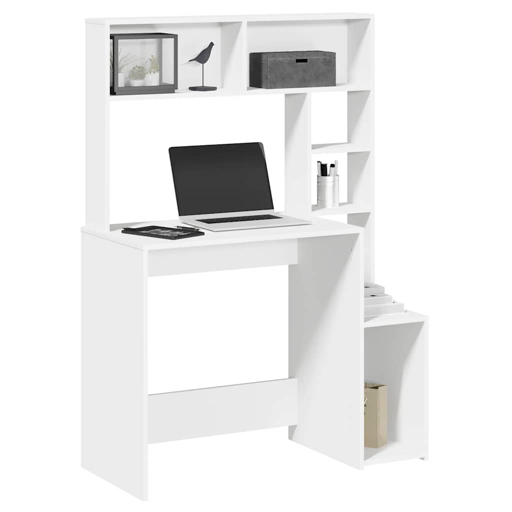 Schreibtisch mit Regal Weiß 100x45x140 cm