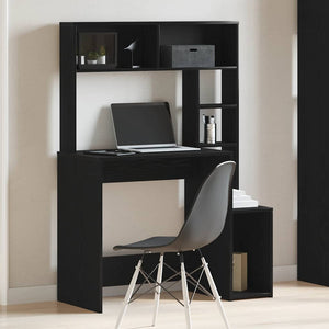 Schreibtisch mit Regal Schwarz 100x45x140 cm