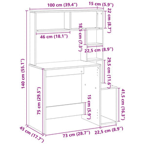 Schreibtisch mit Regal Schwarz 100x45x140 cm