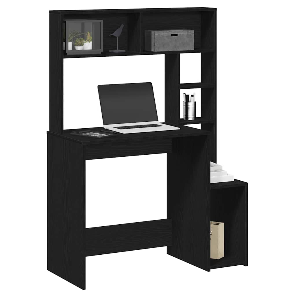 Schreibtisch mit Regal Schwarz 100x45x140 cm