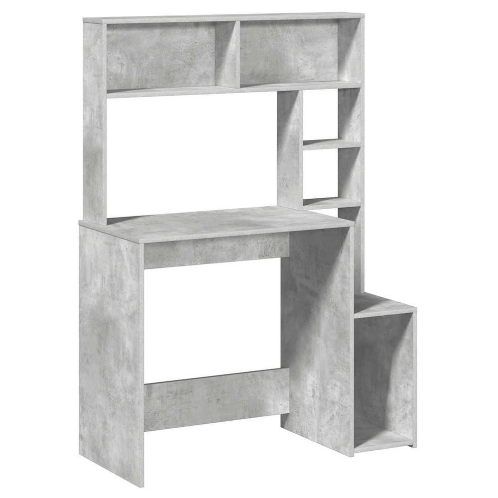 Schreibtisch mit Regal Betongrau 100x45x140 cm