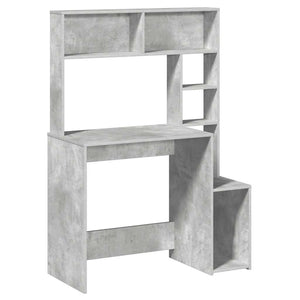 Schreibtisch mit Regal Betongrau 100x45x140 cm
