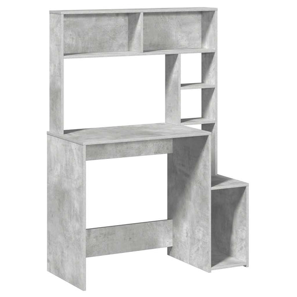 Schreibtisch mit Regal Betongrau 100x45x140 cm