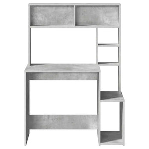 Schreibtisch mit Regal Betongrau 100x45x140 cm
