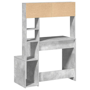 Schreibtisch mit Regal Betongrau 100x45x140 cm