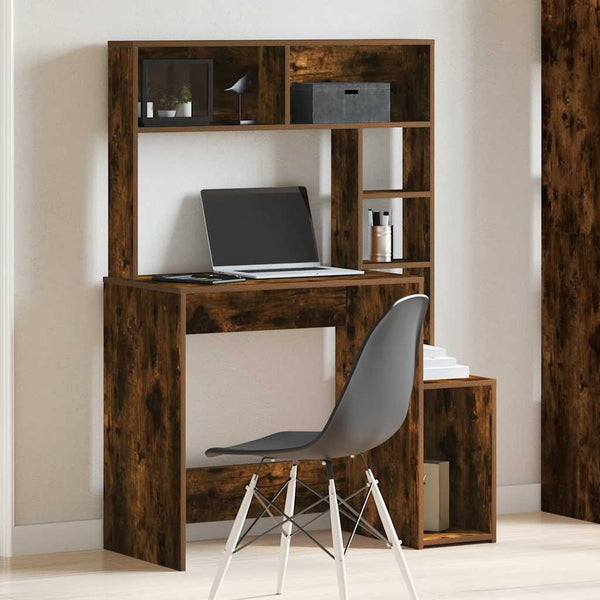 Schreibtisch mit Regal Räuchereiche 100x45x140 cm