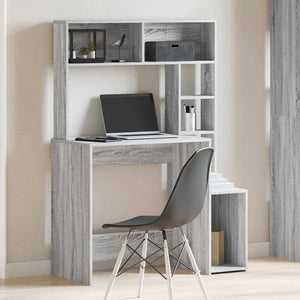 Schreibtisch mit Regal Grau Sonoma 100cm