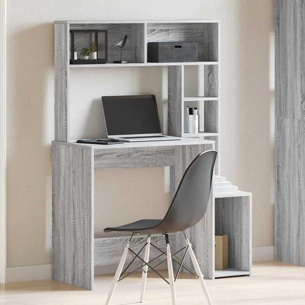 Schreibtisch mit Regal Grau Sonoma 100cm