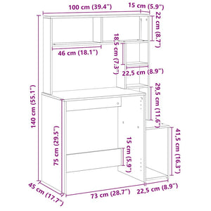 Schreibtisch mit Regal Grau Sonoma 100cm