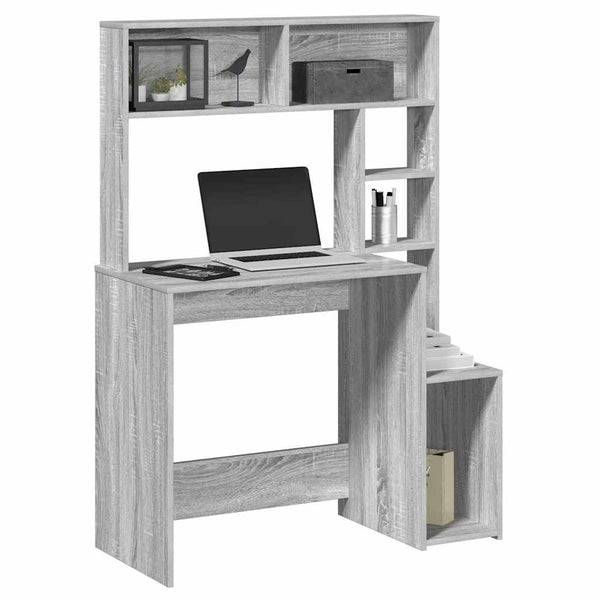 Schreibtisch mit Regal Grau Sonoma 100cm