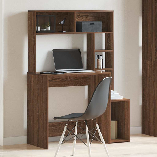 vidaXL Bureau avec étagère marron aspect chêne 100x45x140 cm