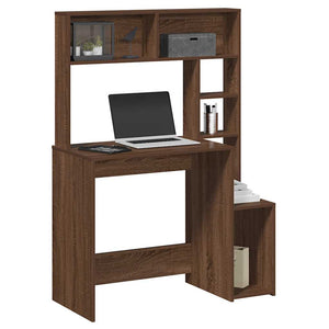vidaXL Bureau avec étagère marron aspect chêne 100x45x140 cm