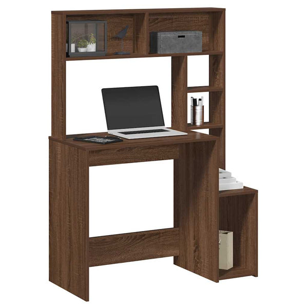 vidaXL Bureau avec étagère marron aspect chêne 100x45x140 cm