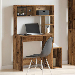 Schreibtisch mit Regal Altholz-Optik