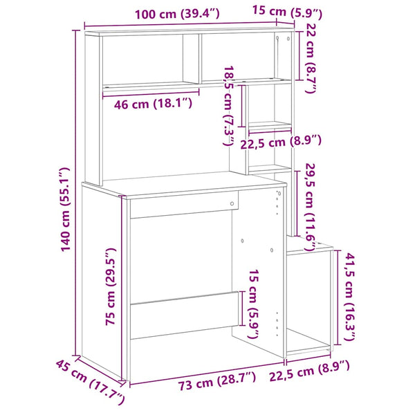 Schreibtisch mit Regal Altholz-Optik