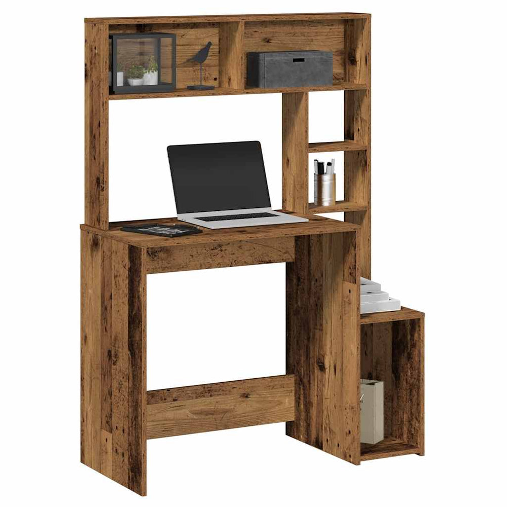 Schreibtisch mit Regal Altholz-Optik