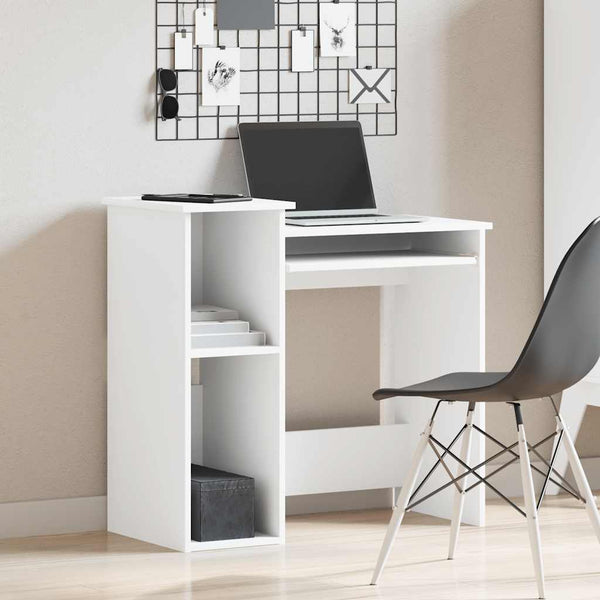 Schreibtisch mit Regalen, Weiß, 84 cm