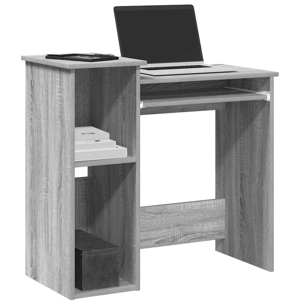 Schreibtisch mit Regal Grau Sonoma