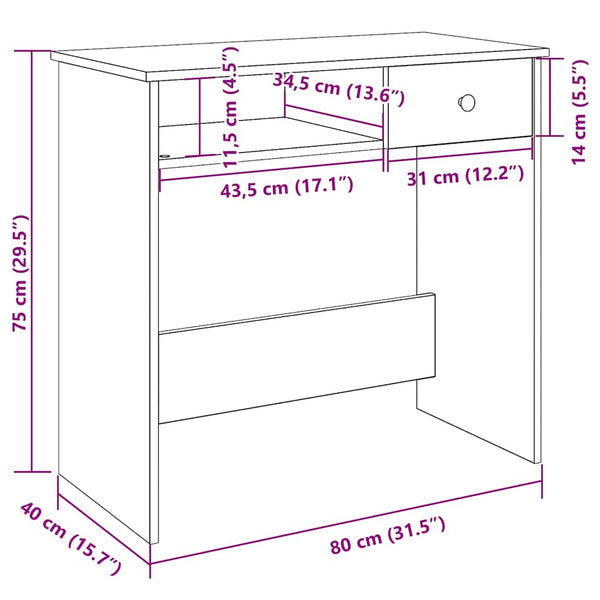 Schreibtisch Braun Eichenoptik 80x40 cm