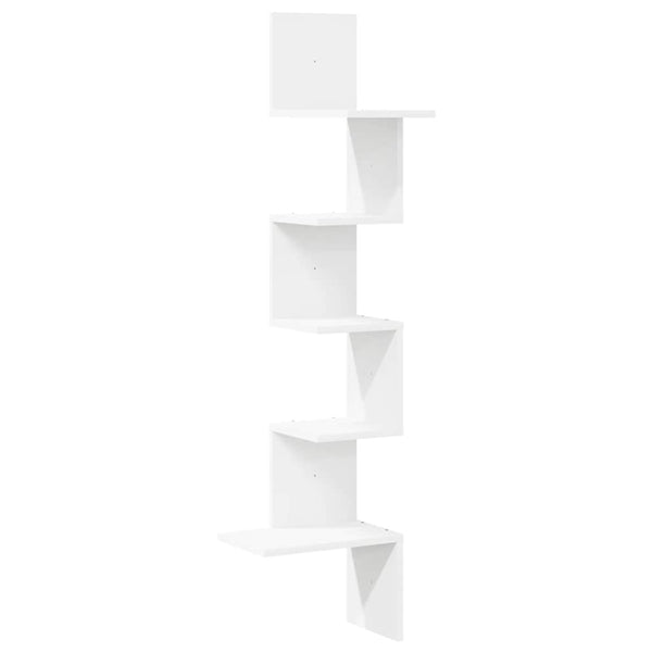 Wand Eckregal Weiß 32x32x127,5 cm