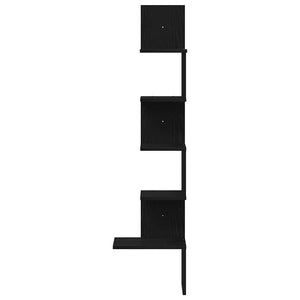 Schwarzes Wand-Eckregal, 32x32x127,5 cm