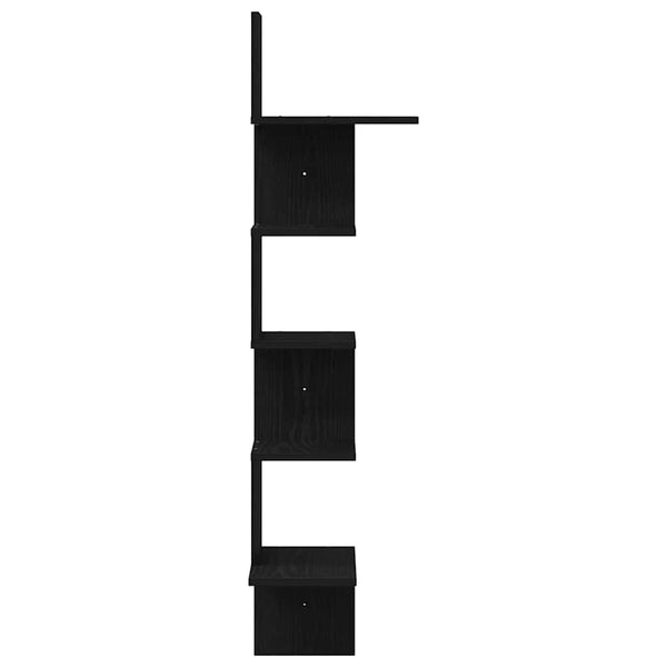 Schwarzes Wand-Eckregal, 32x32x127,5 cm