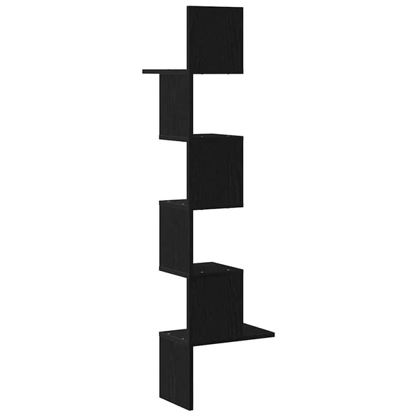 Schwarzes Wand-Eckregal, 32x32x127,5 cm