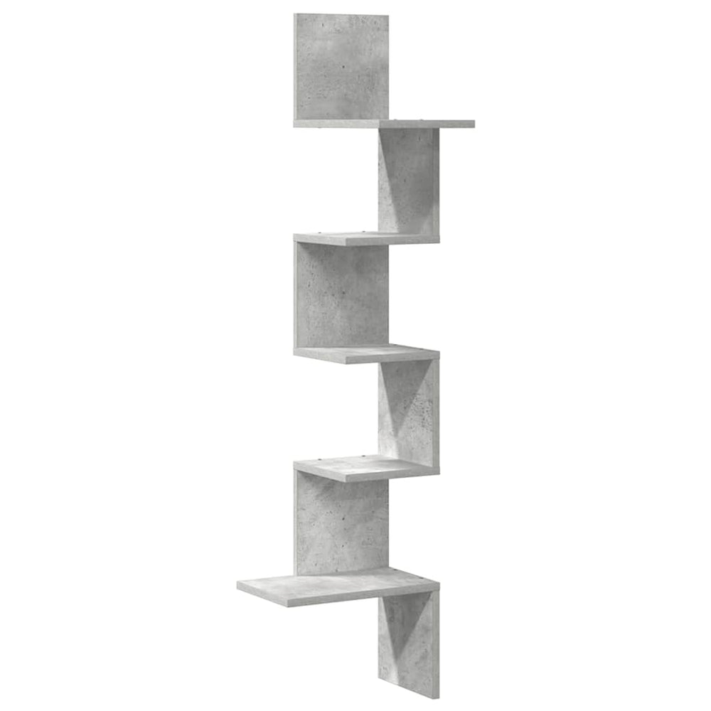 Betongraues Wand-Eckregal, 32x32x127,5 cm