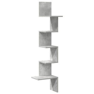 Betongraues Wand-Eckregal, 32x32x127,5 cm
