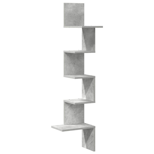 Betongraues Wand-Eckregal, 32x32x127,5 cm