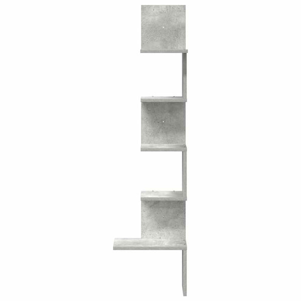 Betongraues Wand-Eckregal, 32x32x127,5 cm