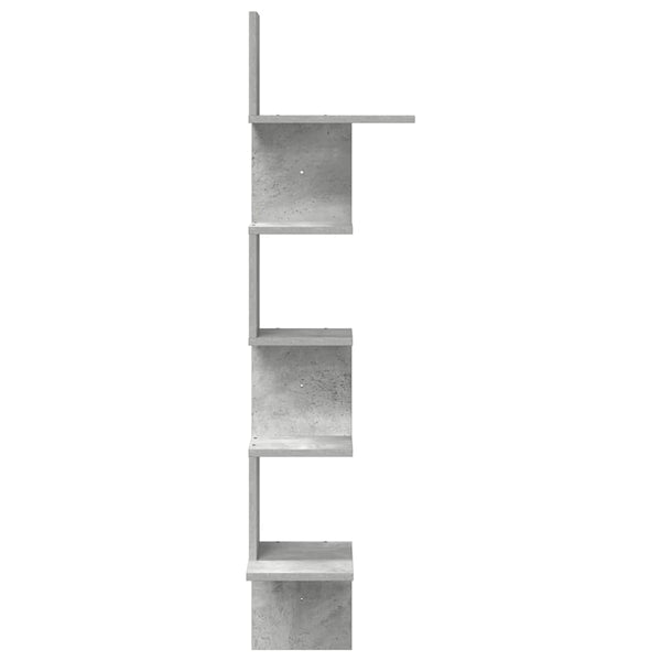 Betongraues Wand-Eckregal, 32x32x127,5 cm