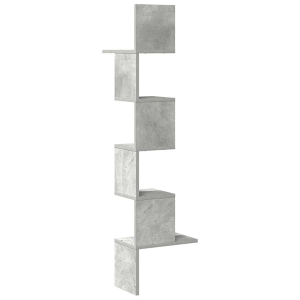 Betongraues Wand-Eckregal, 32x32x127,5 cm