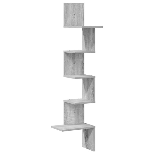 Eckregal Wandregal Grau Sonoma 32x32x127,5cm