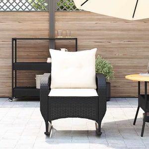 Garten Schaukelstuhl mit Kissen Schwarz