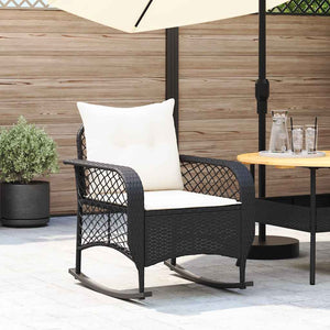 Garten Schaukelstuhl mit Kissen Schwarz