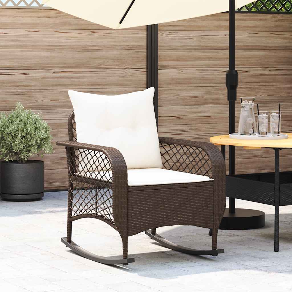 Garten Schaukelstuhl Braun mit Kissen