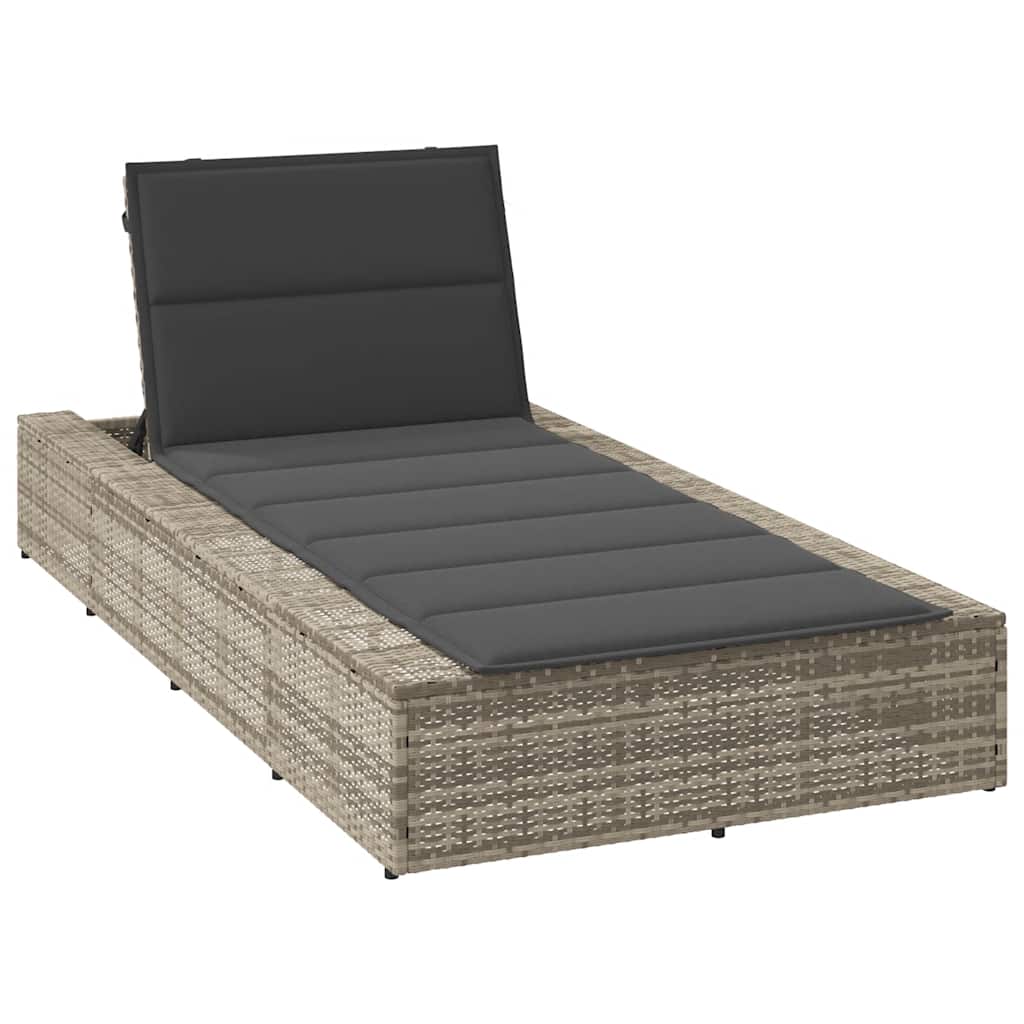 Hellgraue Poly Rattan Sonnenliege