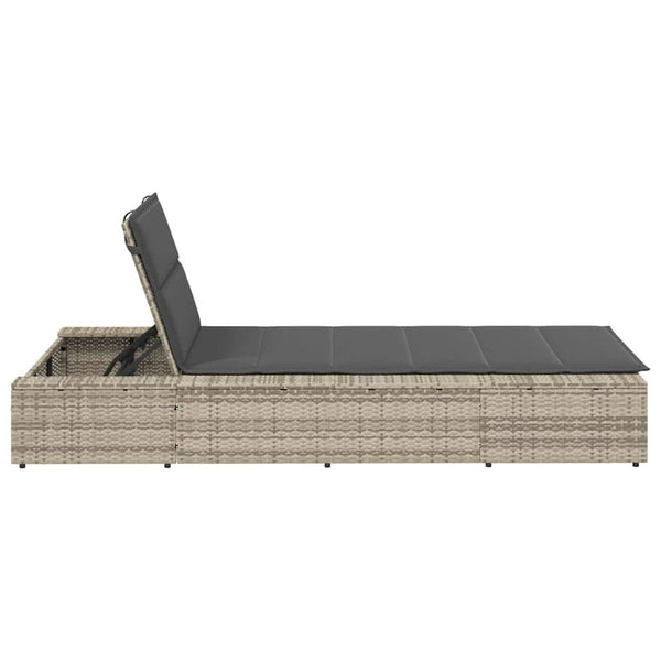 Hellgraue Poly Rattan Sonnenliege