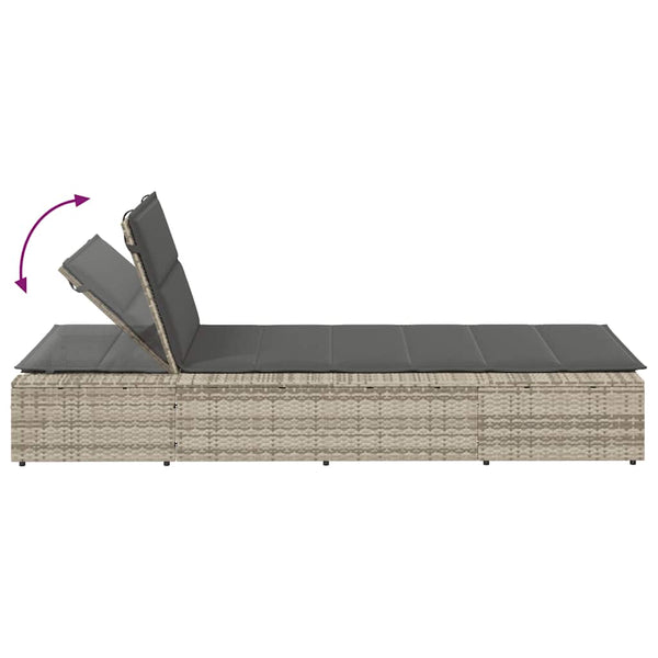 Hellgraue Poly Rattan Sonnenliege