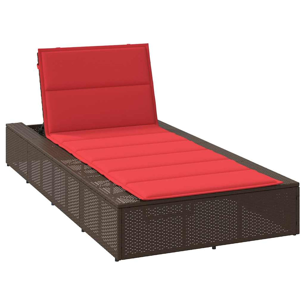 Braune Poly Rattan Sonnenliege mit Auflage