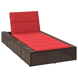 Braune Poly Rattan Sonnenliege mit Auflage