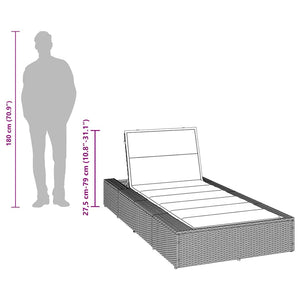 Braune Poly Rattan Sonnenliege mit Auflage