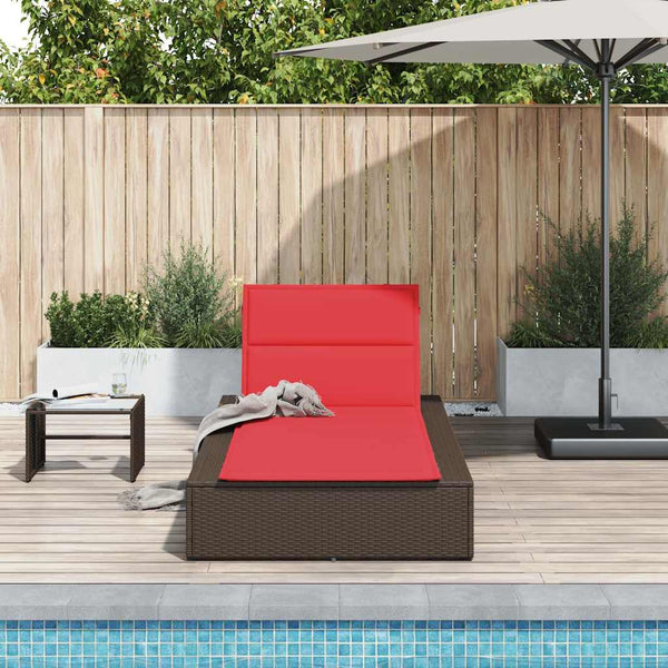Braune Poly Rattan Sonnenliege mit Auflage