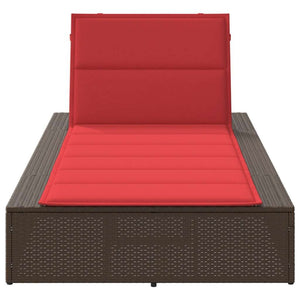 Braune Poly Rattan Sonnenliege mit Auflage