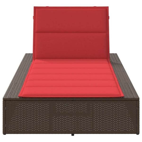Braune Poly Rattan Sonnenliege mit Auflage